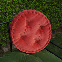 Thumbnail for Hand-Quilted Round Cotton Velvet Chair Pad – Plush Christmas Seat Cushion