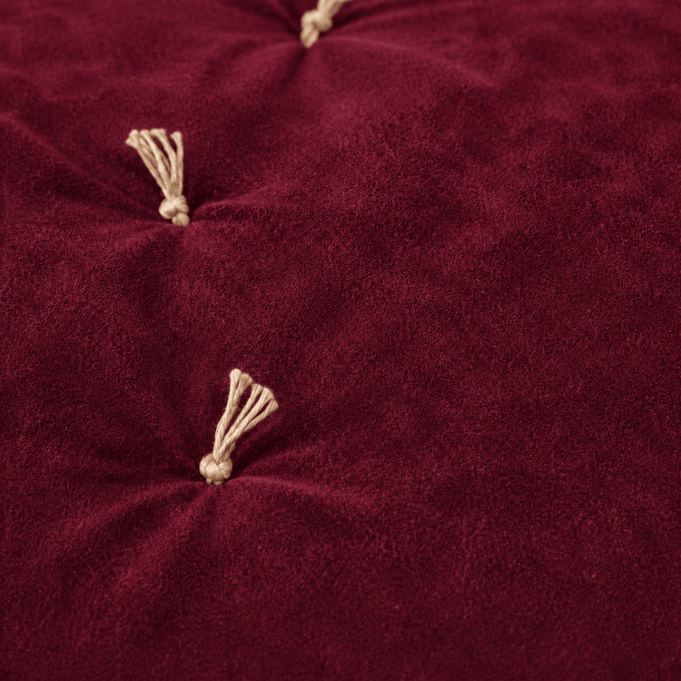 Mulberry Cotton Velvet Bed Runner | Hand-Tucked Bed Scarf with Tassels | Luxury Sofa Throw