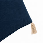Thumbnail for Royal Blue Cotton Velvet Bed Runner | Hand-Tucked Bed Scarf with Tassels | Luxury Sofa Throw