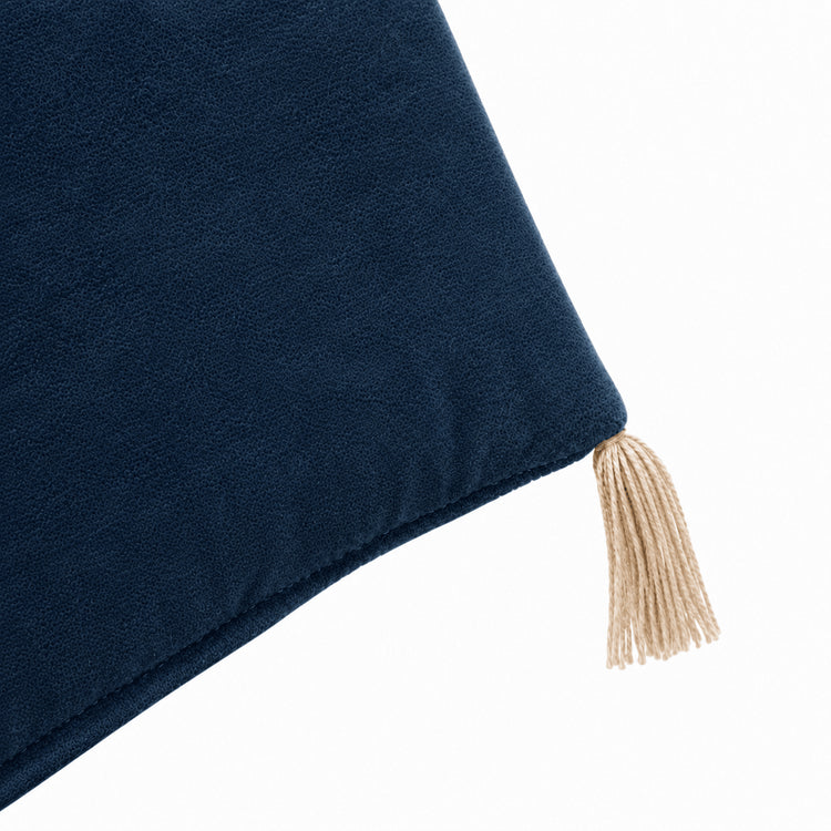 Royal Blue Cotton Velvet Bed Runner | Hand-Tucked Bed Scarf with Tassels | Luxury Sofa Throw