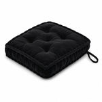Thumbnail for Black Cotton Velvet square Chair pad with ties