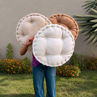 Thumbnail for Round Boucle Floor Cushion | Tufted Seat Pad for Chairs, Reading Nooks & Cozy Spaces