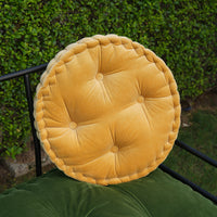 Thumbnail for Hand-Quilted Round Cotton Velvet Chair Pad – Plush Christmas Seat Cushion