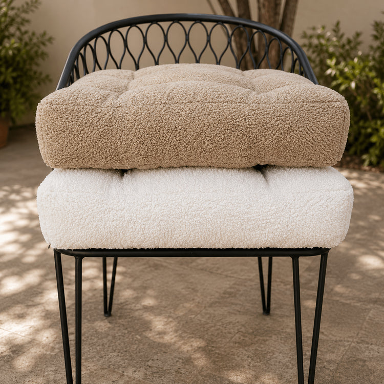 Handmade Boucle U-Shape Chair Cushion with Ties | Soft Tufted Seat Pad for Dining, Kitchen & Patio Chairs