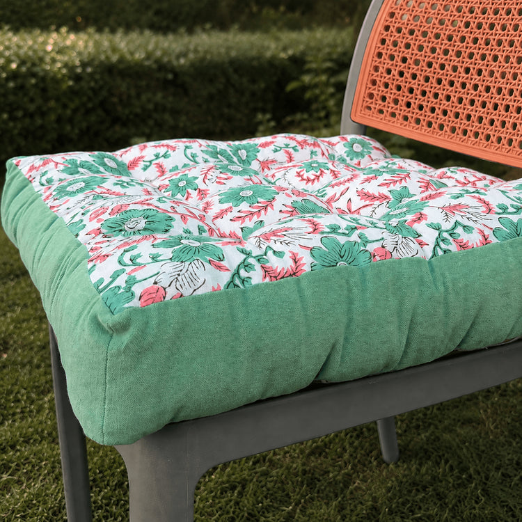 Square Chair Cushion with Ties & 9 Tufted Stitches – Custom Velvet Seat Cushion Pad for Dining Chairs, Cozy Home Decor Gift