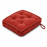 Thumbnail for Burnt orange Cotton Velvet square Chair pad with ties