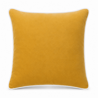 Thumbnail for Mustard White piping Cotton Velvet Cushion Cover