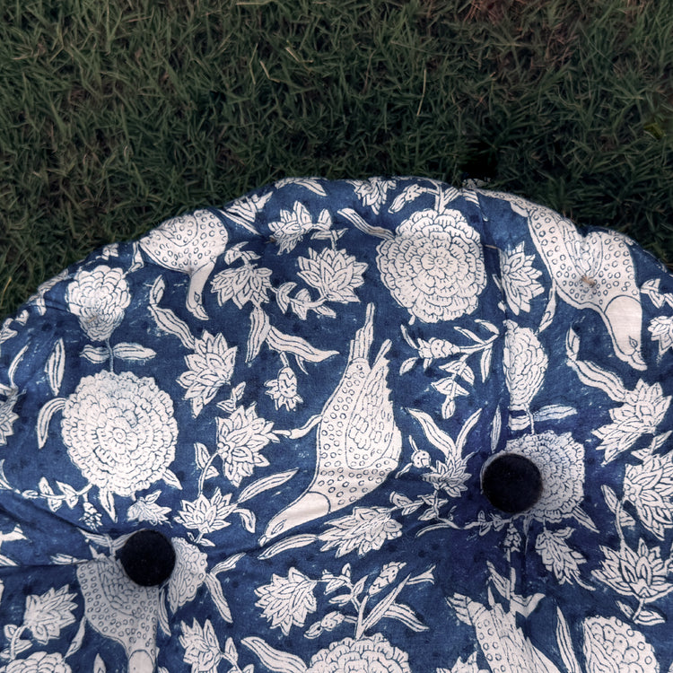 Round Chair Cushion with Ties | Quilted Seat Pad for Dining Chairs | Handmade Cotton Chair Pad | Home Décor