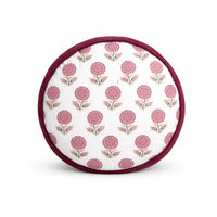 Thumbnail for Handblock Printed Round Chair Pad, Floral Cotton Cushion