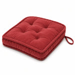 Thumbnail for Light red Cotton Velvet square Chair pad with ties