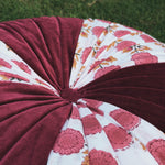 Thumbnail for Mulbeery Hand Block Printed round pleated Cushion pillow for seat pad for chair for stool (Copy) (Copy)