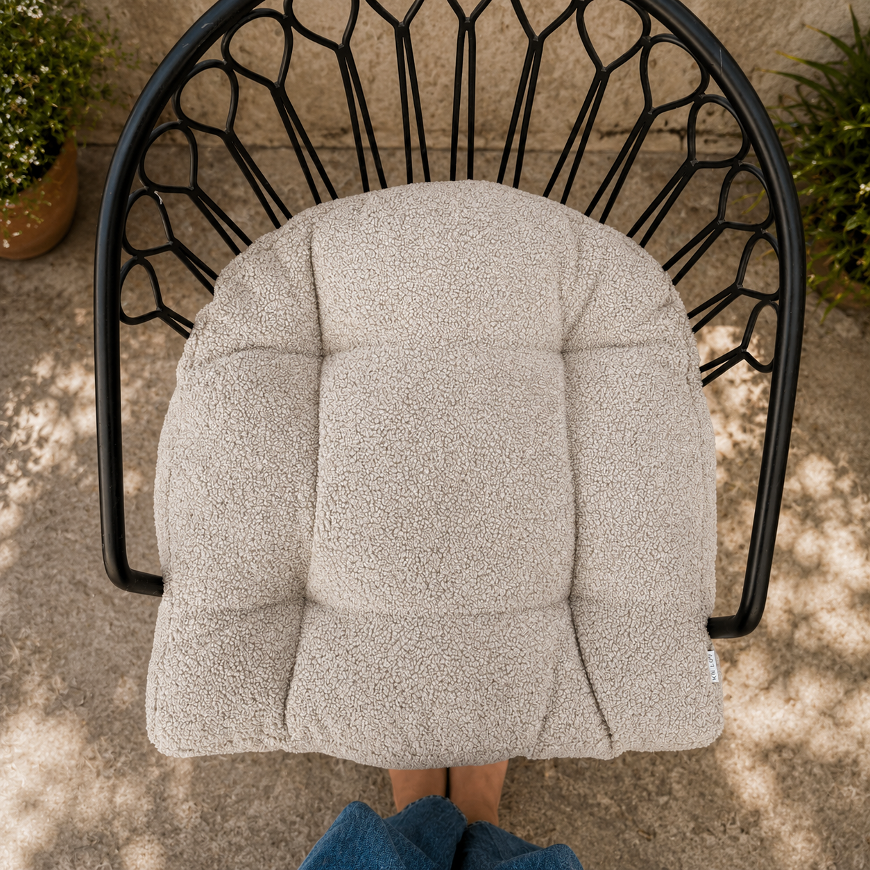 Handmade Boucle U-Shape Chair Cushion with Ties | Soft Tufted Seat Pad for Dining, Kitchen & Patio Chairs