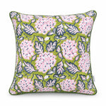 Thumbnail for Moss Green Hand Block Print Pillow Cover with Velvet Piping | Custom Size Cushion Cover