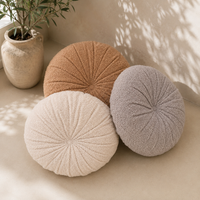 Thumbnail for Boucle Round Cushion | Handmade Teddy Accent Pillow for Sofa, Bed & Chair