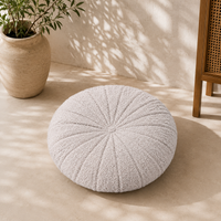 Thumbnail for Boucle Round Cushion | Handmade Teddy Accent Pillow for Sofa, Bed & Chair