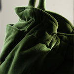 Thumbnail for Handmade Green Velvet Shopper Tote | Soft Quilted Everyday Bag with Pockets | Cotton Lined