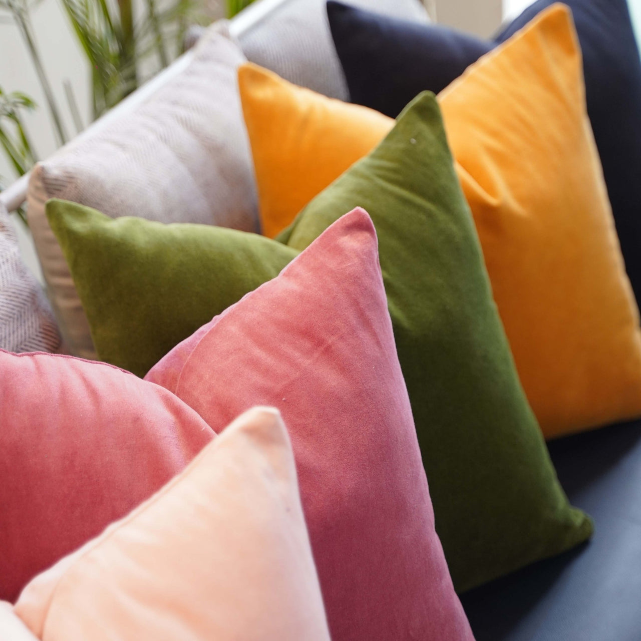 Rose Cotton Velvet Cushion Cover