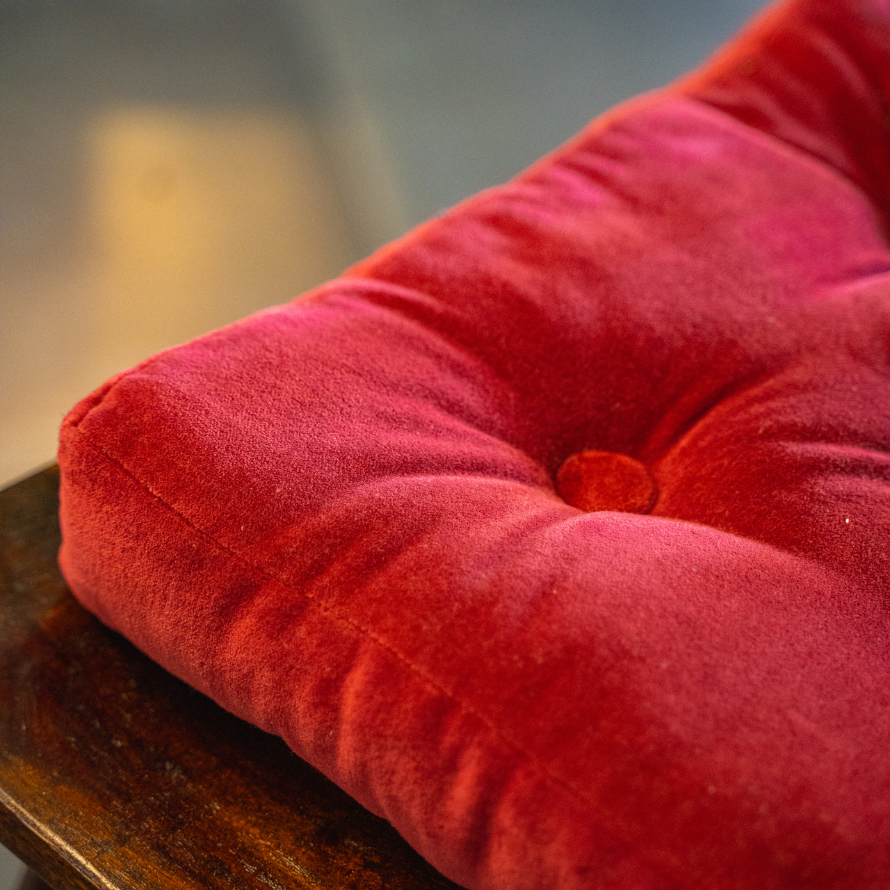 Velvet Chair Cushion with Ties: Square Cotton Seat Pad