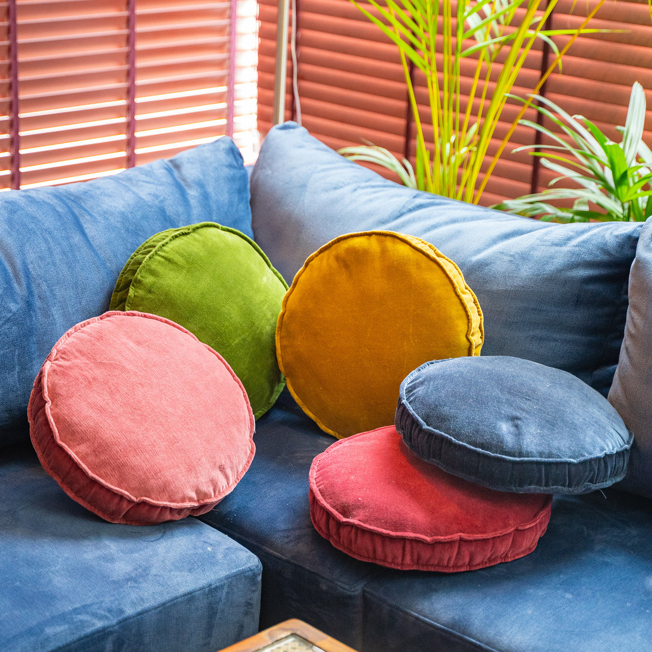 Cotton Velvet Round Chair Pad – Handmade Seat Cushion, 48 Colors & 10 Sizes