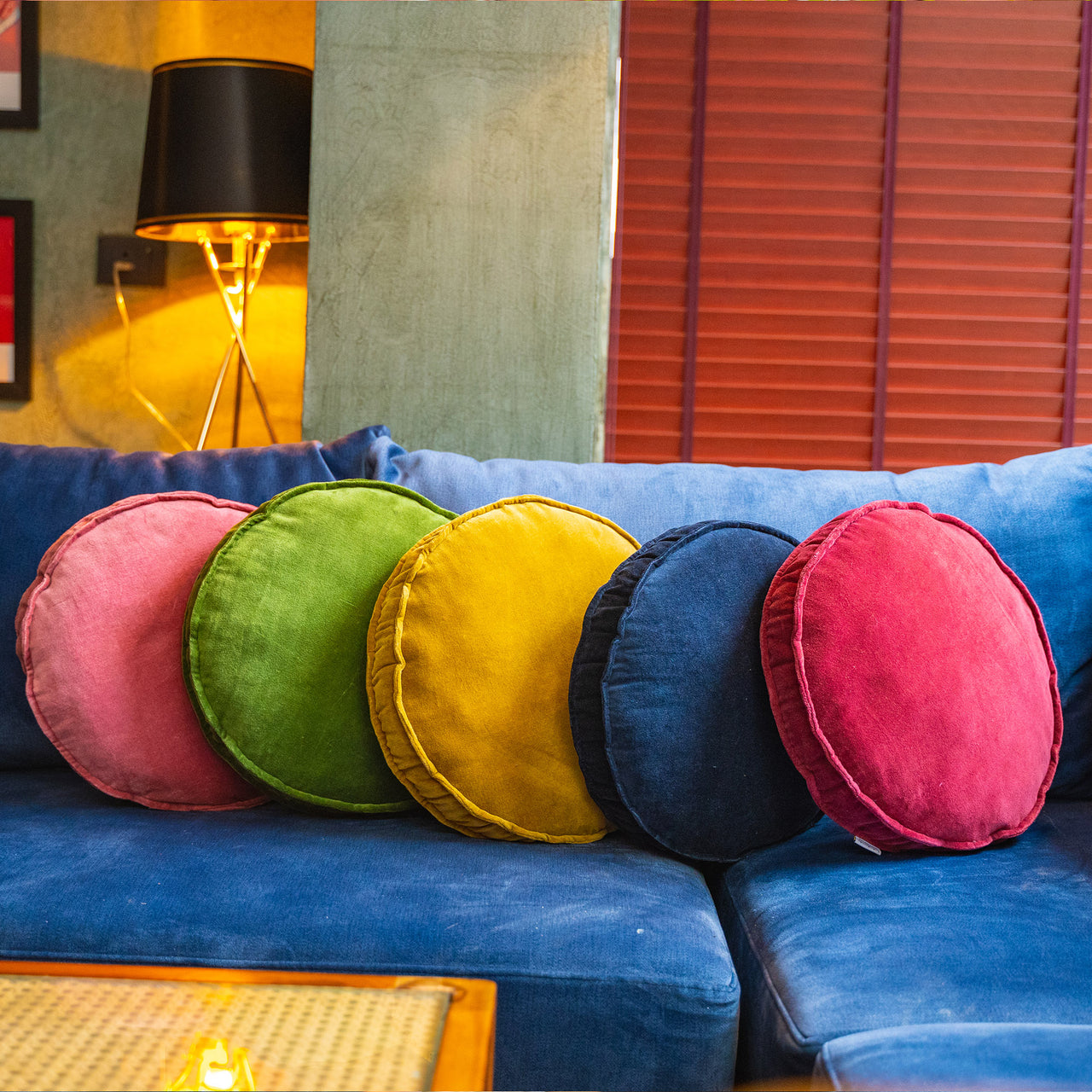 Cotton Velvet Round Chair Pad – Handmade Seat Cushion, 48 Colors & 10 Sizes