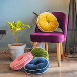 Thumbnail for Cotton Velvet Round chair Pad With White Pipin & Button