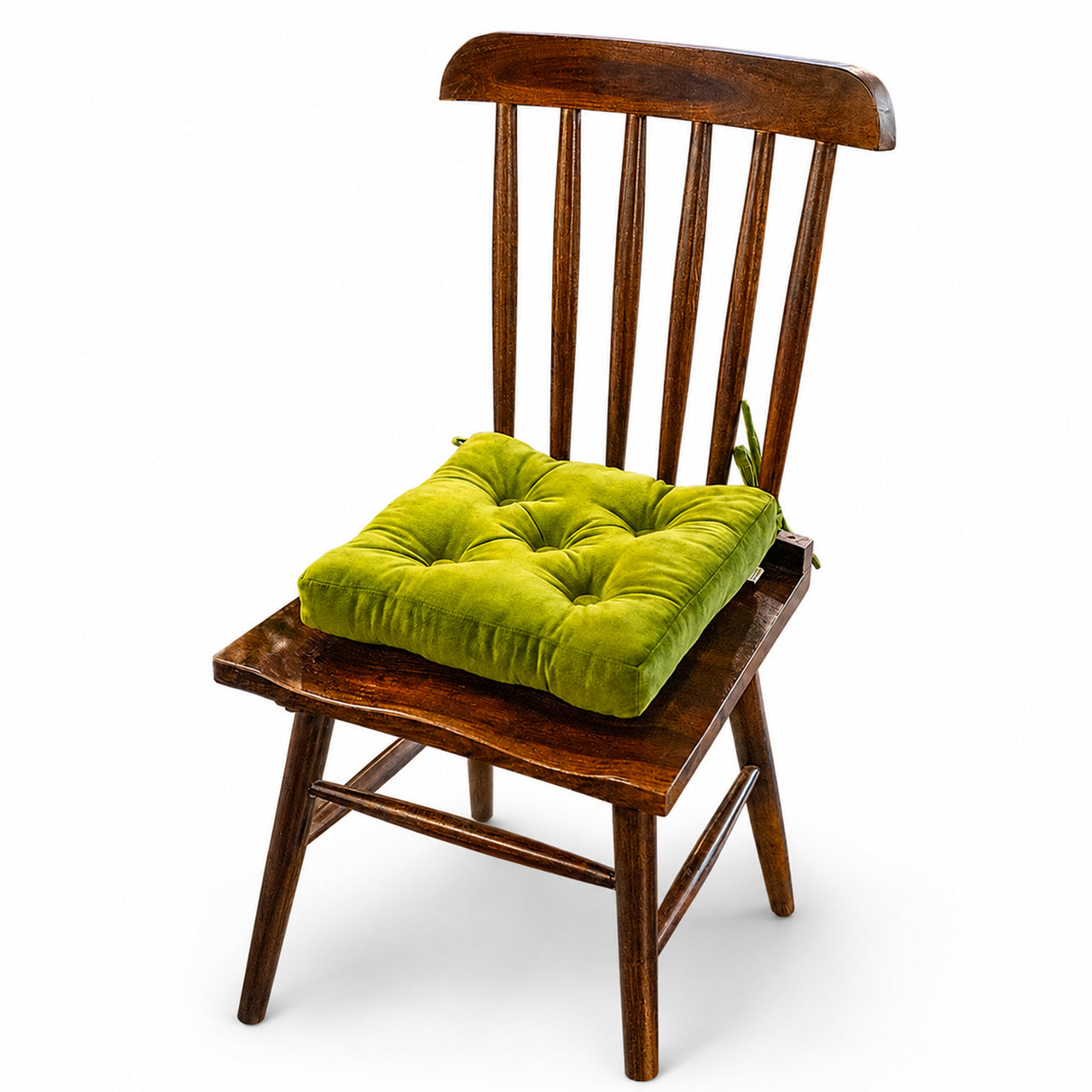 Velvet Chair Cushion with Ties: Square Cotton Seat Pad