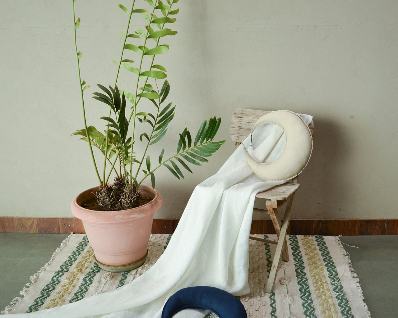 Linen crescent moon inspired pillow for kids