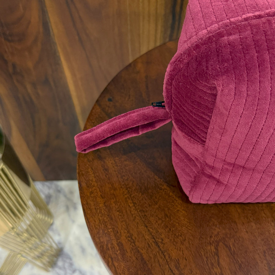 Velvet Quilted Makeup Travel Pouch Handmade Cosmetic Bag Luxury Velvet Travel Bag Makeup Skincare Organizer | Coin purse Set Of 3