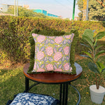 Thumbnail for Floral Block Print Cushion Cover | Cotton Velvet Ruffle, Boho Decor