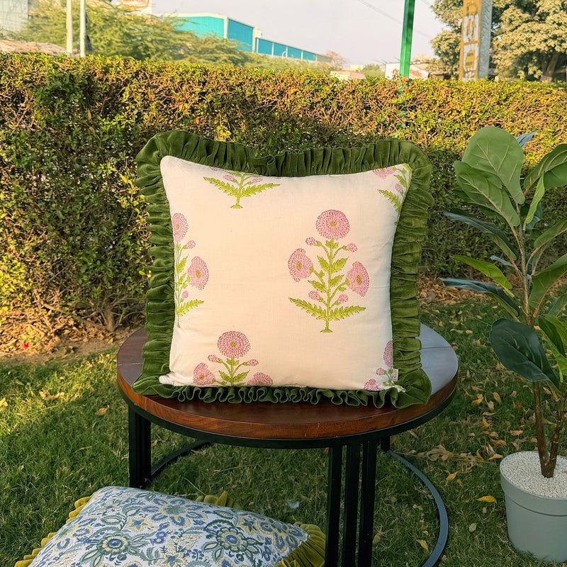 Ruffled Pillow Shams - Custom Cotton Pillowcase - Envelope Style Pillow Cover - Standard Queen King Pillow Case - moss green Ruffle Shams