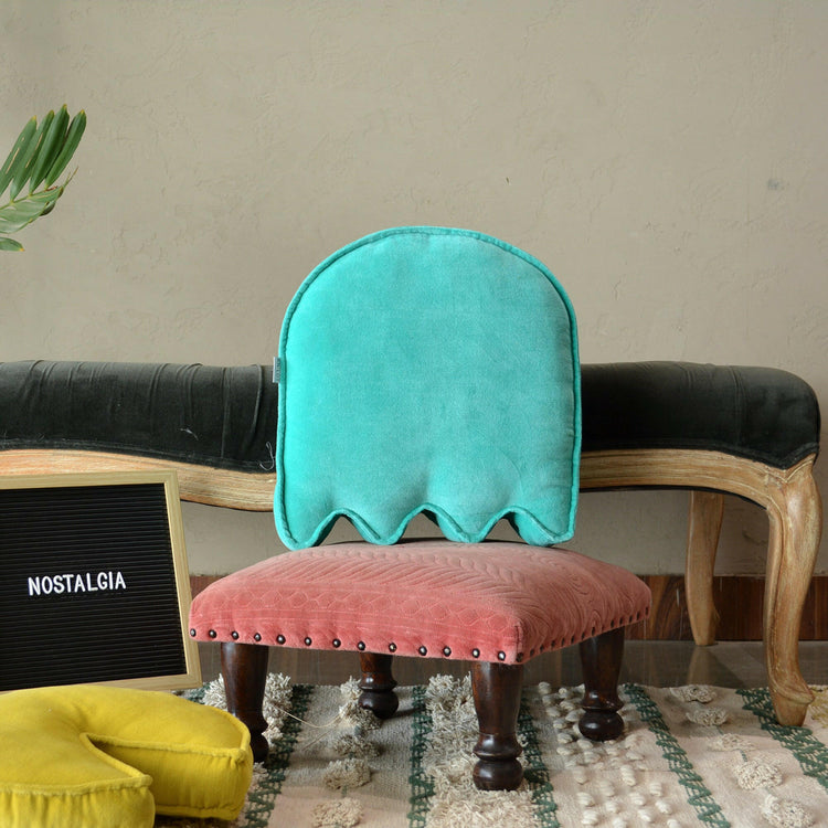 Velvet ghost cushion, turquoise, 4 of 7