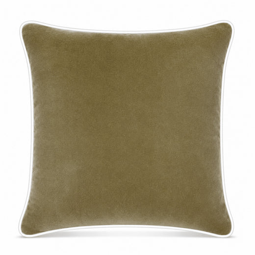 Burnt Peanut White piping Cotton Velvet Cushion Cover