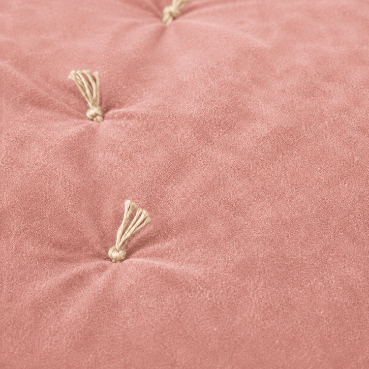 Blush Cotton Velvet Bed Runner | Hand-Tucked Bed Scarf with Tassels | Luxury Sofa Throw
