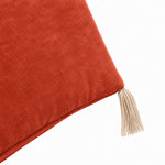 Thumbnail for Burnt Orange Cotton Velvet Bed Runner | Hand-Tucked Bed Scarf with Tassels | Luxury Sofa Throw