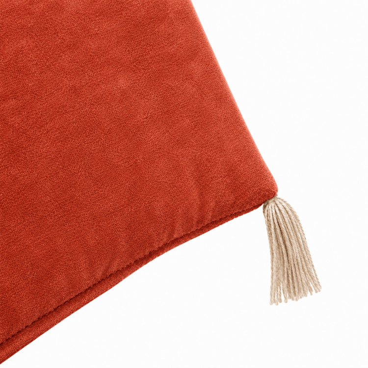 Burnt Orange Cotton Velvet Bed Runner | Hand-Tucked Bed Scarf with Tassels | Luxury Sofa Throw