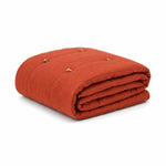 Thumbnail for Burnt Orange Cotton Velvet Bed Runner | Hand-Tucked Bed Scarf with Tassels | Luxury Sofa Throw