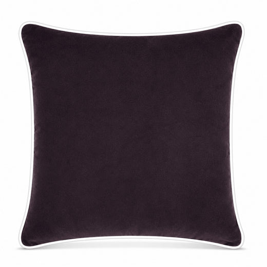 Chocolate White piping Cotton Velvet Cushion Cover