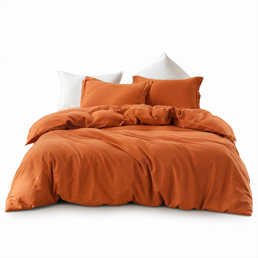 400 TC Washed Cotton Duvet Cover: Cinnamon Boho Bedding