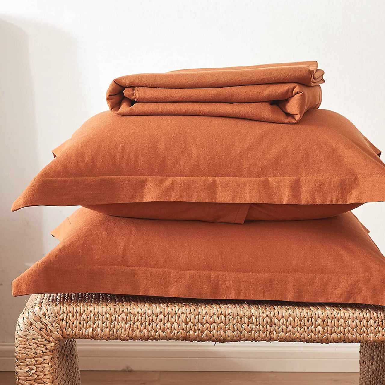 400 TC Washed Cotton Duvet Cover: Cinnamon Boho Bedding
