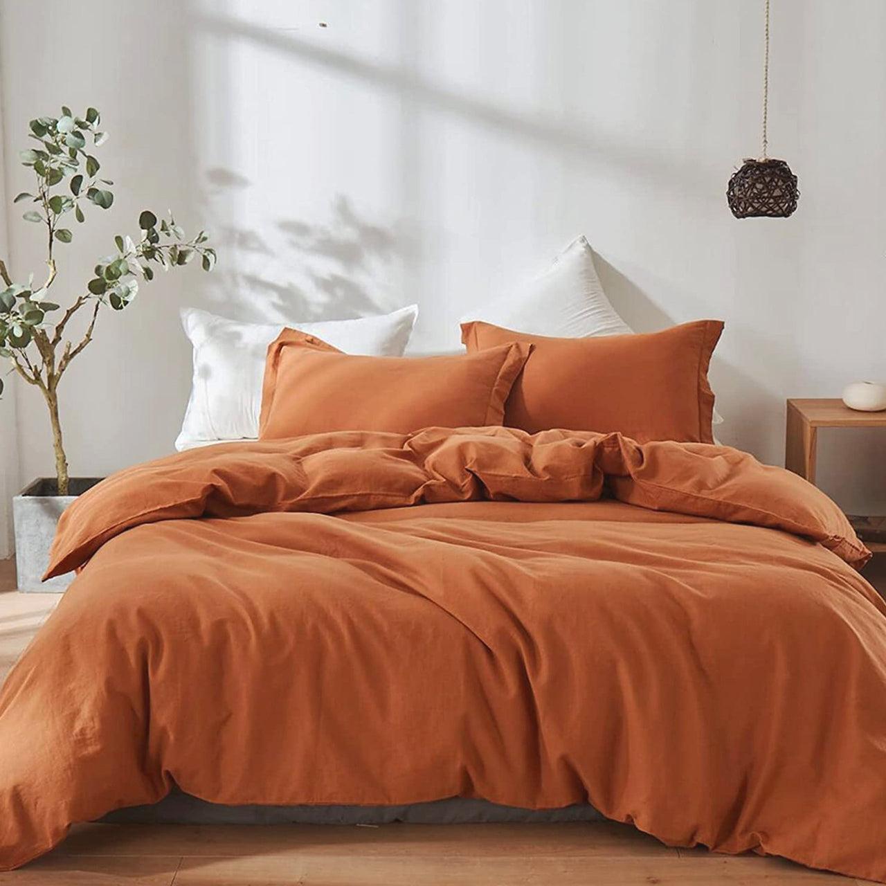 400 TC Washed Cotton Duvet Cover: Cinnamon Boho Bedding