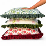 Thumbnail for Hand block Pillow Covers with Frill Edges – Colorful Bohemian Cushion Cover in Multiple Options