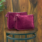 Thumbnail for Velvet Cosmetic Bag – Small, Large, or Set of 2 | Handmade Washbags with Tassel Zipper | Cotton Lined