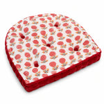 Thumbnail for Mulberry Block Printed Cotton U-Shape Chair Pad with Velvet Trim - Tufted Seat Cushion