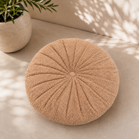Thumbnail for Boucle Round Cushion | Handmade Teddy Accent Pillow for Sofa, Bed & Chair