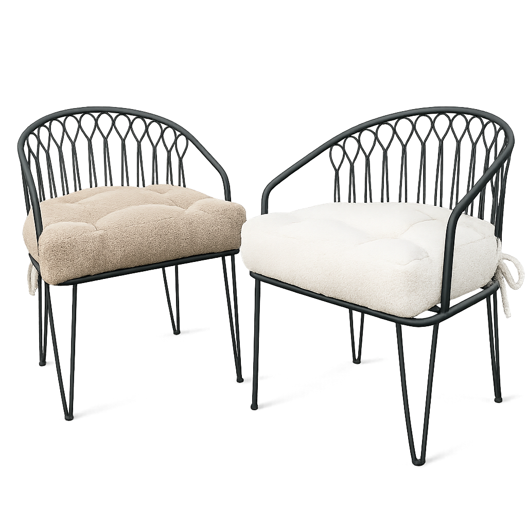Handmade Boucle U-Shape Chair Cushion with Ties | Soft Tufted Seat Pad for Dining, Kitchen & Patio Chairs