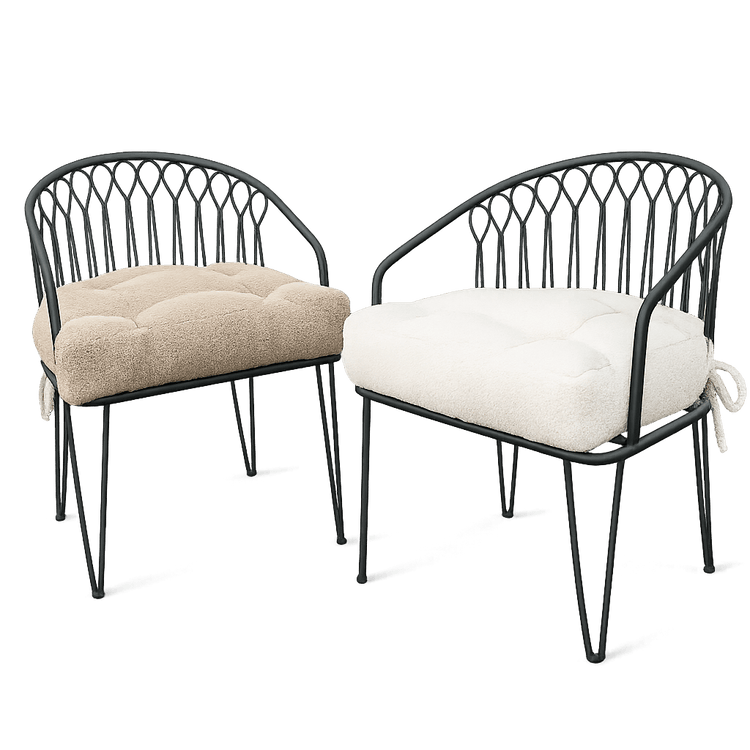 Handmade Boucle U-Shape Chair Cushion with Ties | Soft Tufted Seat Pad for Dining, Kitchen & Patio Chairs
