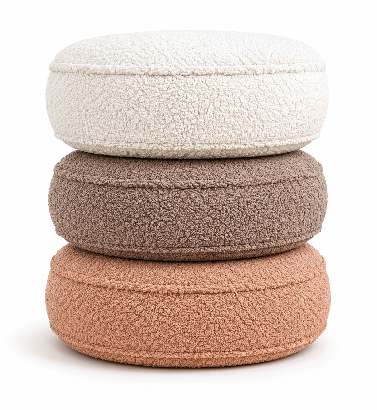 Round Boucle Seat Cushion – Thick Stool Cushion for Dining Chairs, Floor Seating & Meditation | Ready Filled