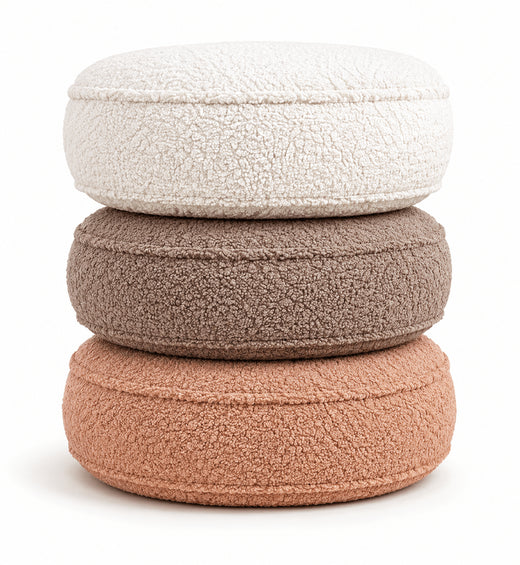 Round Boucle Seat Cushion – Thick Stool Cushion for Dining Chairs, Floor Seating & Meditation | Ready Filled