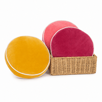 Thumbnail for Cotton Velvet Round chair Pad With White Pipin