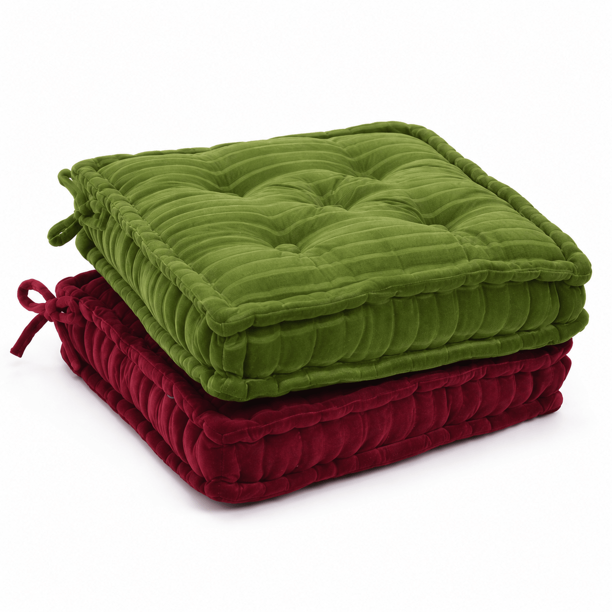 Luxury Velvet Chair Cushion with Ties: Square Seat Pad